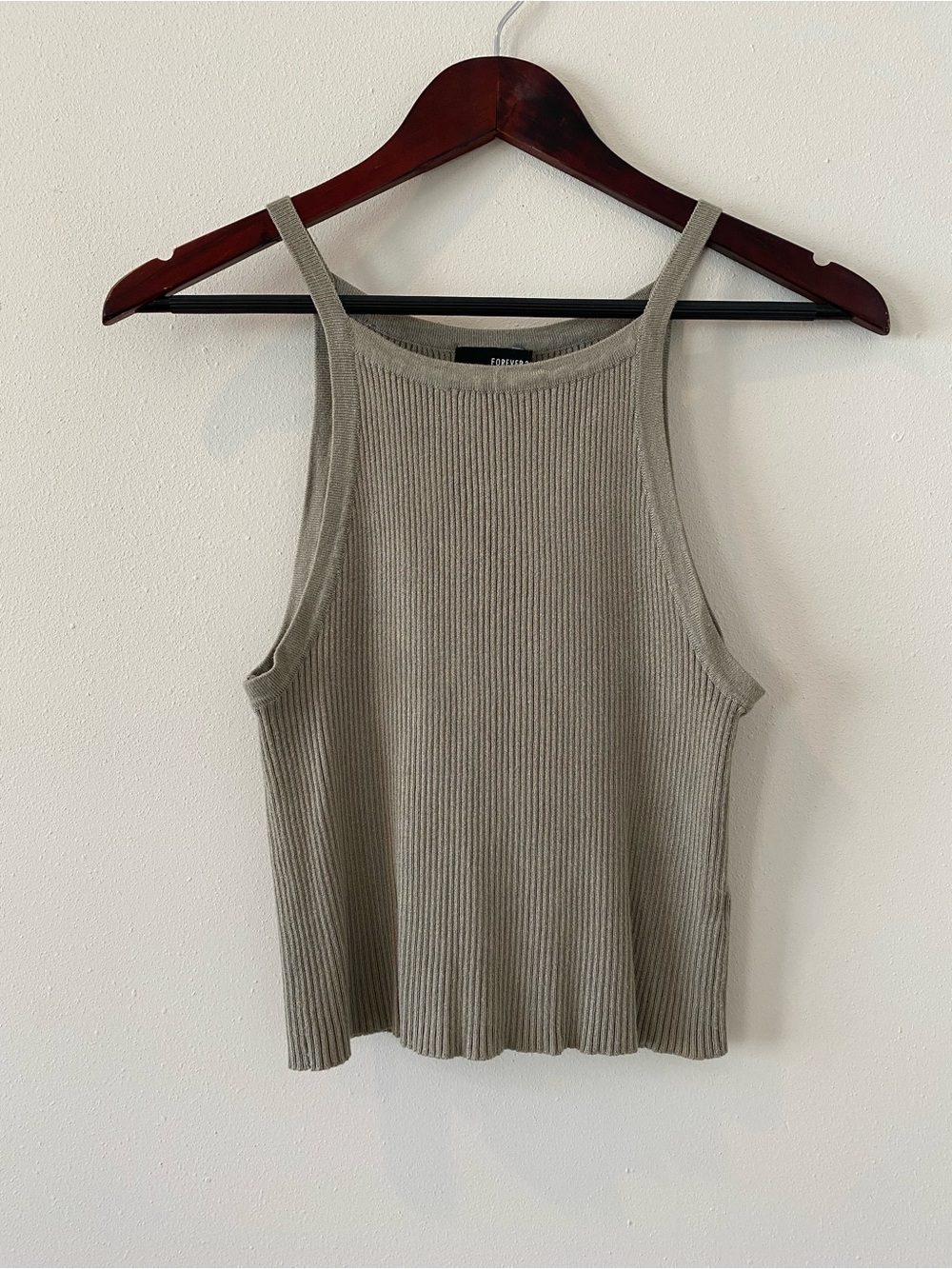 Forever 21 Crop Top Small Ribbed Stretchy Green Tank Top